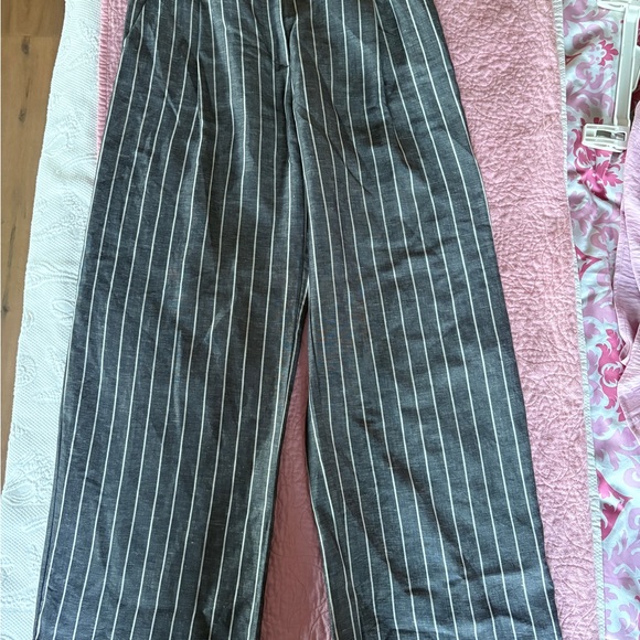 H&M Charcoal Pinstripe Wide-Leg Pants - Picture 5 of 5